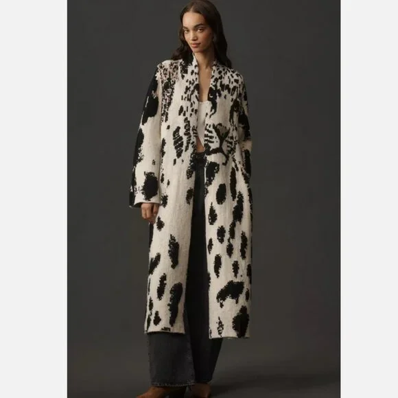 Anthropologie Pilcro Leopard Print Sweater Duster Cardigan Jacket S M NWT - Picture 5 of 8